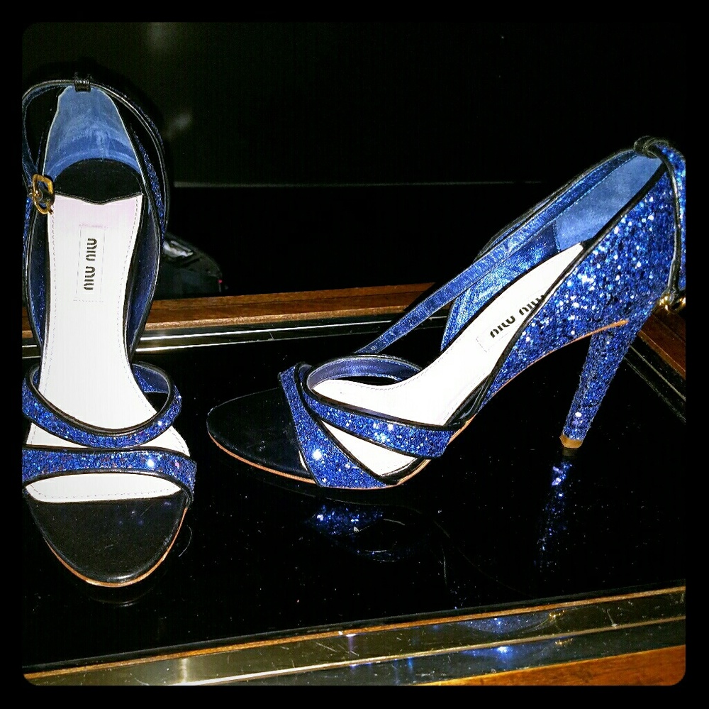 Miu Miu Blue Sparkly Heels